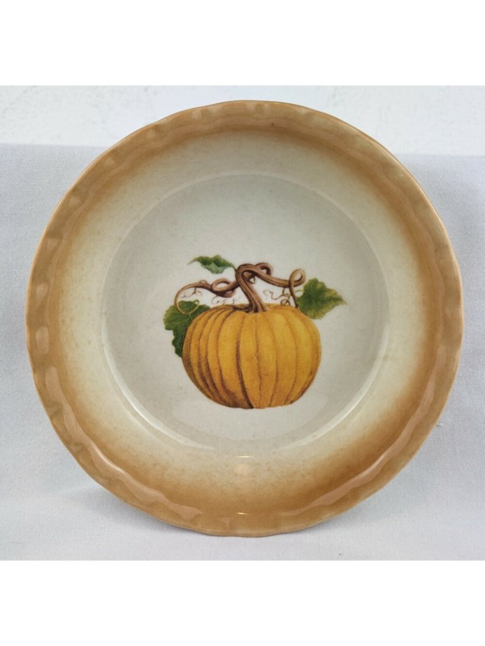 Nantucket Pumpkin Fall Ceramic Dish Mini Pie Quiche Tart Ring Keys Change 5 1/2"
